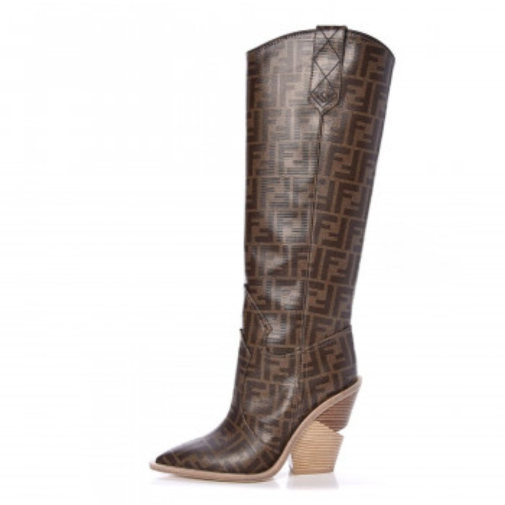 In Search of Fendi FF Zucca Tall Western Cowboy Boots